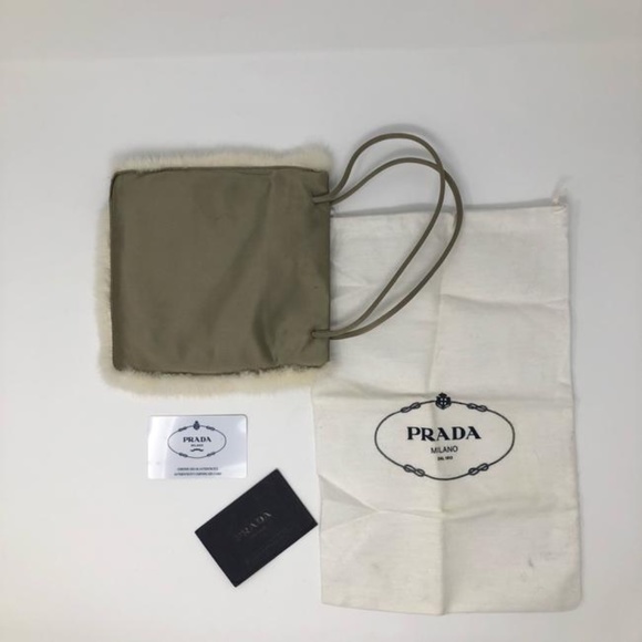 PRADA Silver Satin and Mink-Trimmed Small Mini Handbag Raso Evening Bag - Picture 7 of 11